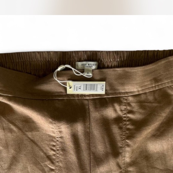 NWT Wide Leg Linen Elastic-back Office Pants in Camel Brown |Max Studio| XL - Picture 2 of 8